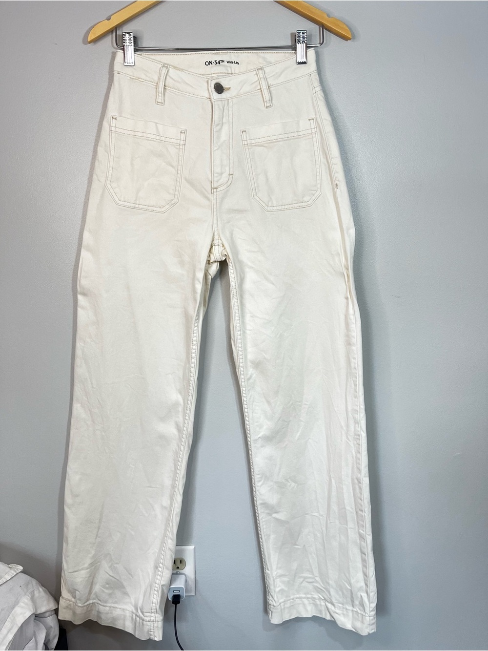 ON·34TH Wide Leg High Waist Patch Pocket Utility Pants Jeans Women’s 2/26
